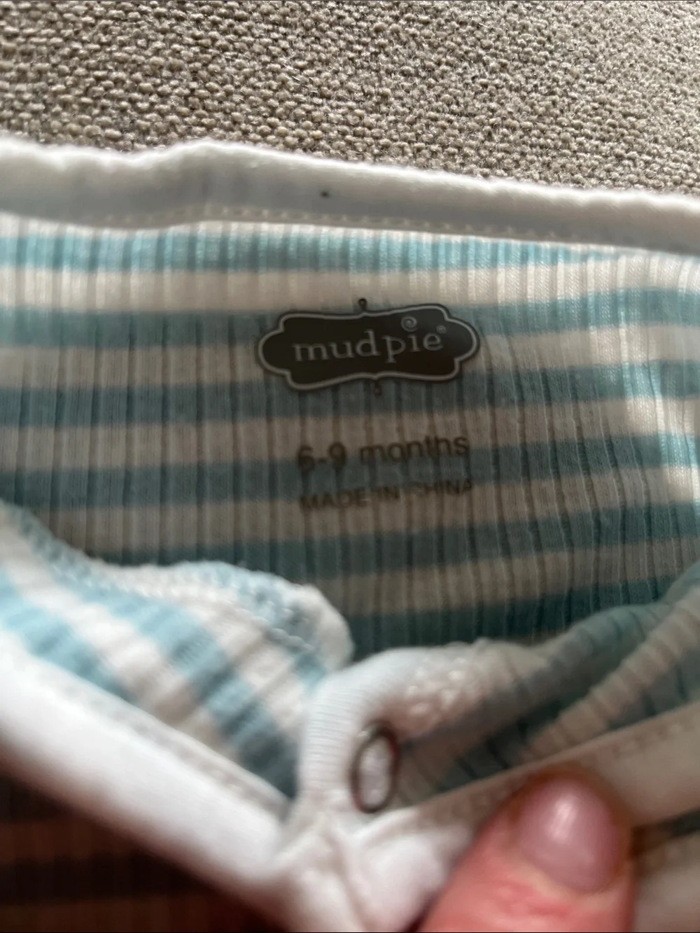 Baby One-Piece Footed Sleepsuit in Light Blue stripes